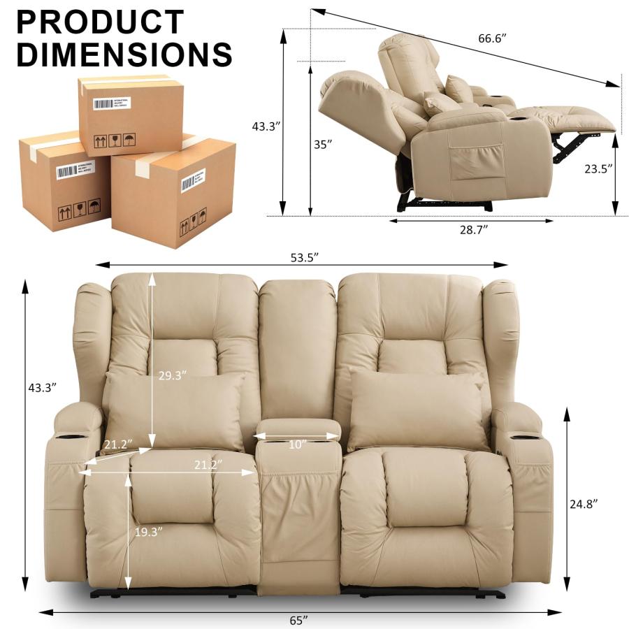 【並行輸入品】 TUNYI Manual Loveseat Recliner Sofa Reclining Loveseat Sofa Ch_6