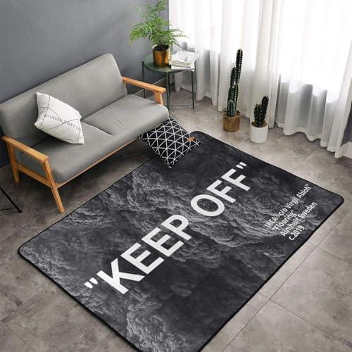 【並行輸入品】Keep Off Area ラグ ブラック グレー ラグ モダン 3D プリント カーペット ラージ 人気 滑り止め フロアマット