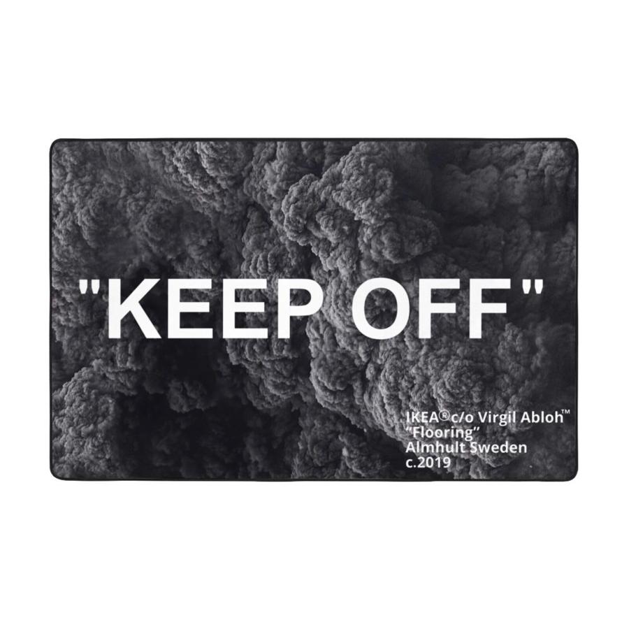 【並行輸入品】Keep Off Area ラグ ブラック グレー ラグ モダン 3D プリント カーペット ラージ 人気 滑り止め フロアマット