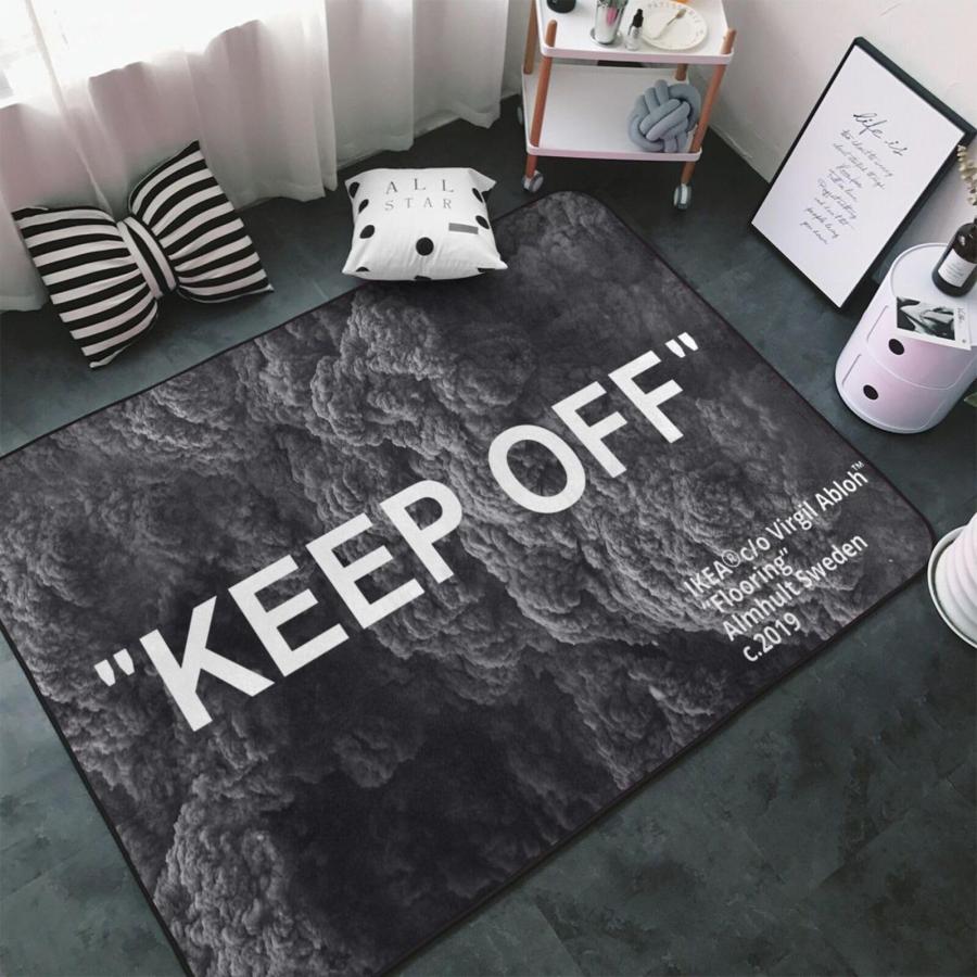 【並行輸入品】Keep Off Area ラグ ブラック グレー ラグ モダン 3D プリント カーペット ラージ 人気 滑り止め フロアマット