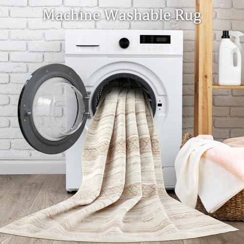 【並行輸入品】 Boraya Area Rugs for Living Room: 6x9 Washable Boho Rug for Bedr_4
