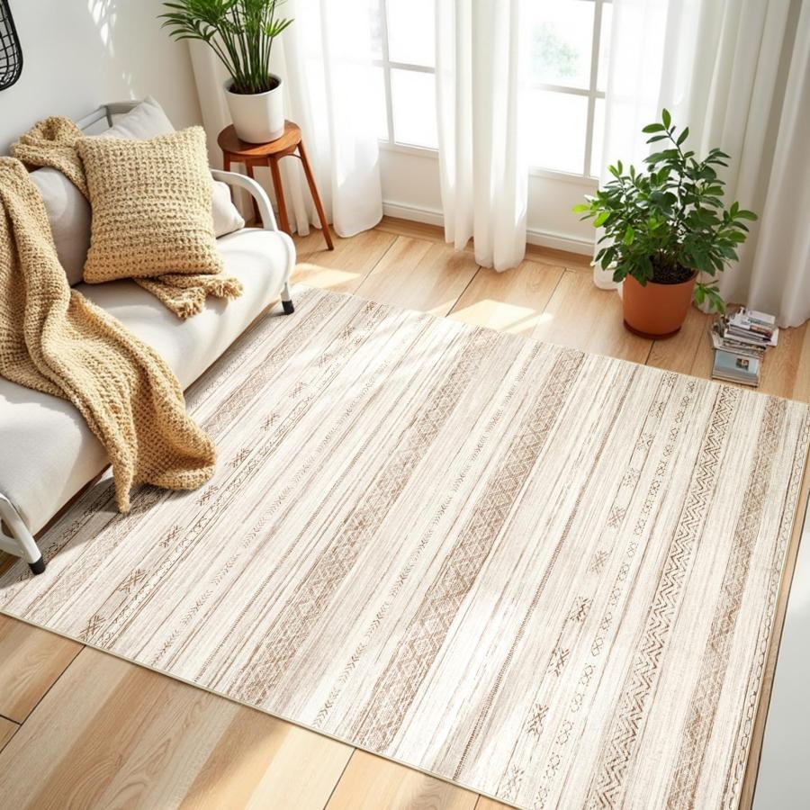 【並行輸入品】 Boraya Area Rugs for Living Room: 6x9 Washable Boho Rug for Bedr_9