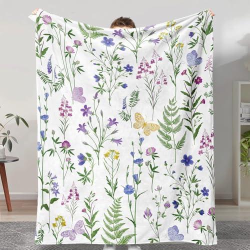 【並行輸入品】 Wildflowers Throw Blanket Botanical Floral Throw Blanket Colorfu_1