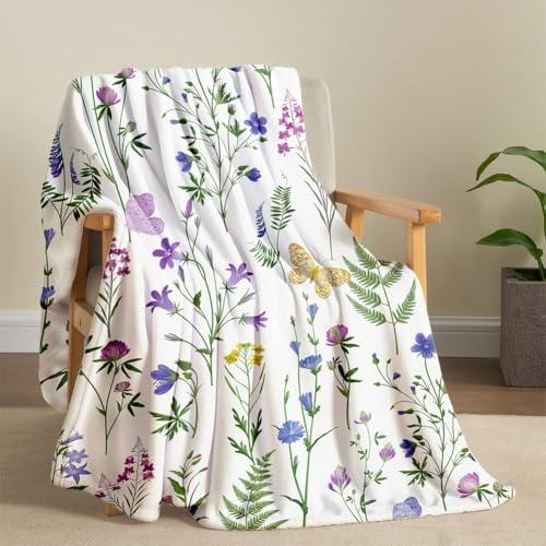 【並行輸入品】 Wildflowers Throw Blanket Botanical Floral Throw Blanket Colorfu_4