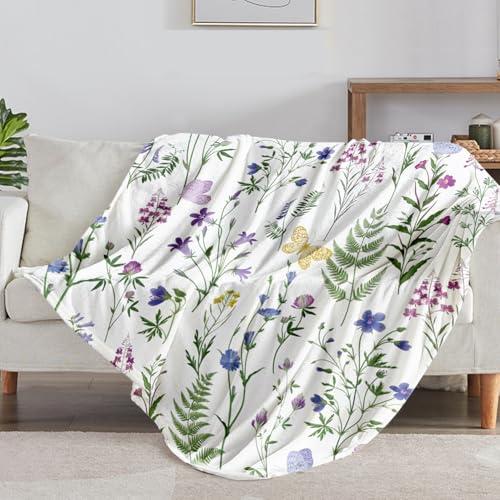 【並行輸入品】 Wildflowers Throw Blanket Botanical Floral Throw Blanket Colorfu_7