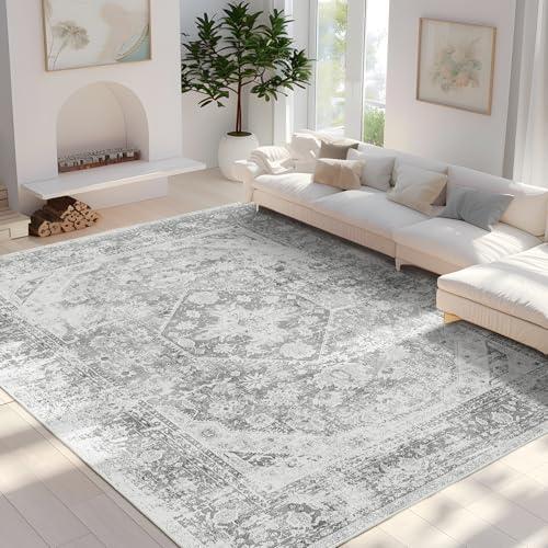 【並行輸入品】MUJOO 9x12 エリアラグ 洗濯可能、リビングルーム/寝室用グレーラグ、ラージボーホーラグ ノンスリップ、スローカーペット_7