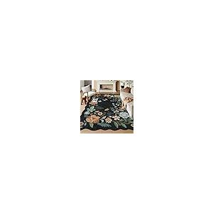 【並行輸入品】Lahome フローラル 9x12 エリアラグ リビングルーム 寝室用 ソフト 洗濯可能 ラグ 9x12 耐汚れ 超薄型 滑り止め_2