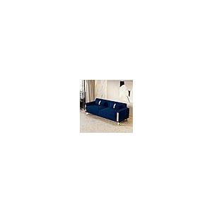 【並行輸入品】 yunqishi 85.63" Modern Blue Velvet Sofa with Gold Metal Legs Lar_4