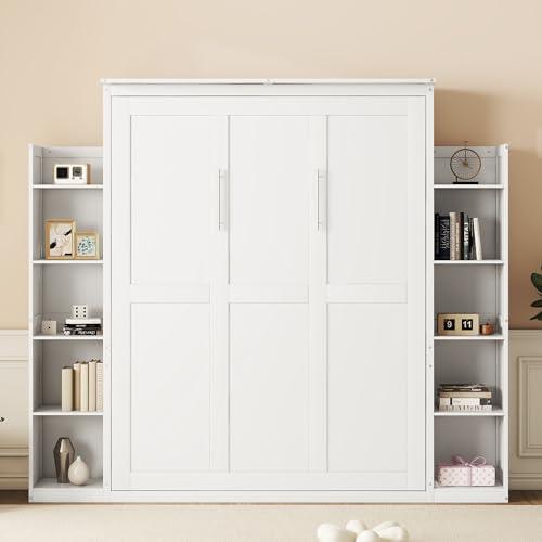 【並行輸入品】 Merax Queen Size Murphy Bed, Queen Wall Bed Frame with Shelves aの画像
