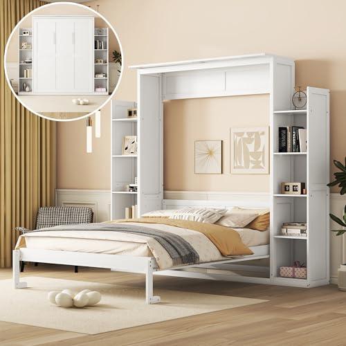 【並行輸入品】 Merax Queen Size Murphy Bed, Queen Wall Bed Frame with Shelves aの画像
