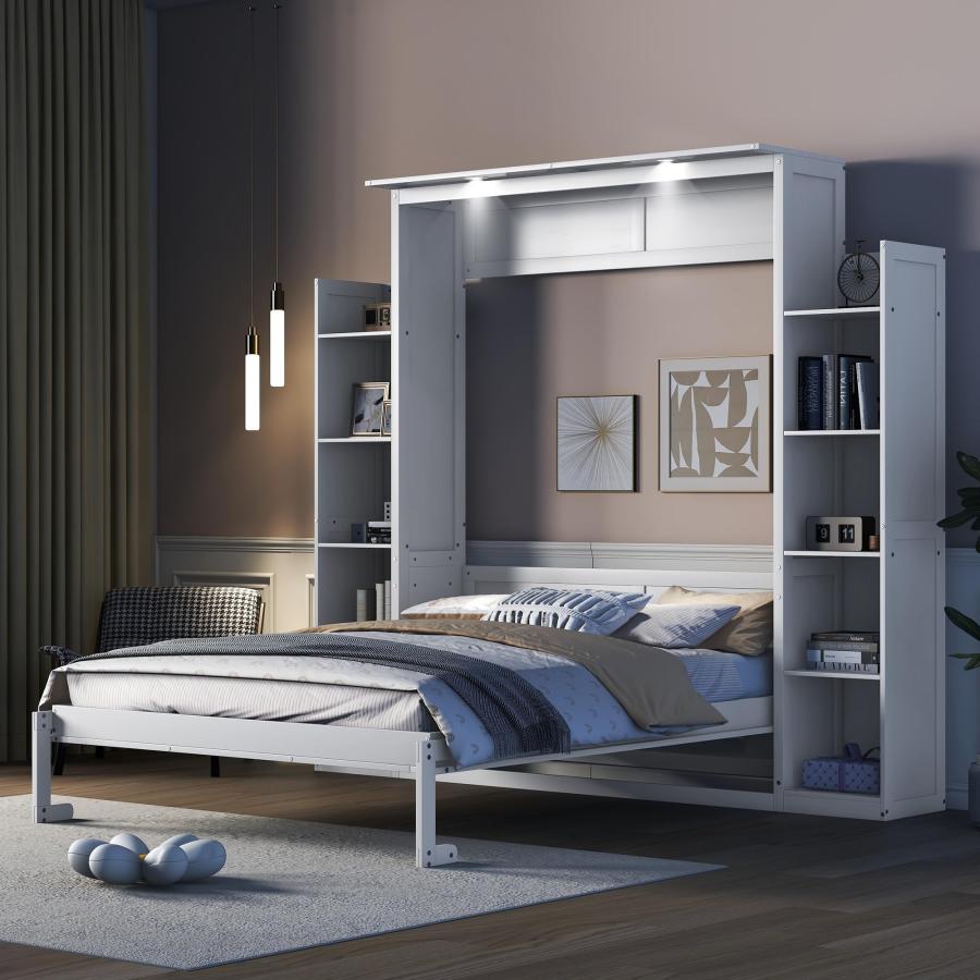 【並行輸入品】 Merax Queen Size Murphy Bed, Queen Wall Bed Frame with Shelves aの画像