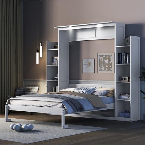 【並行輸入品】 Merax Queen Size Murphy Bed, Queen Wall Bed Frame with Shelves aの画像