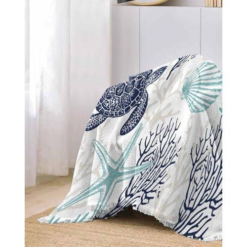 【並行輸入品】ダークブルーグレーコーラルソファカウチカバー 犬用ウォッシャブルセクショナルカウチスリップカバー タッセル付きラブシート用、海岸航