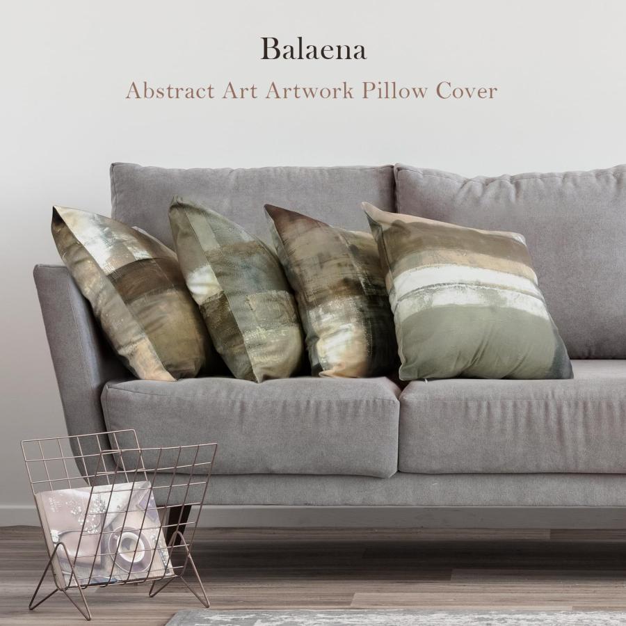 【並行輸入品】Balaena ブラウン タンとグレー スローピローカバー、4枚セット 20 x 20インチ トープ モダンアート 抽象画 ホーム