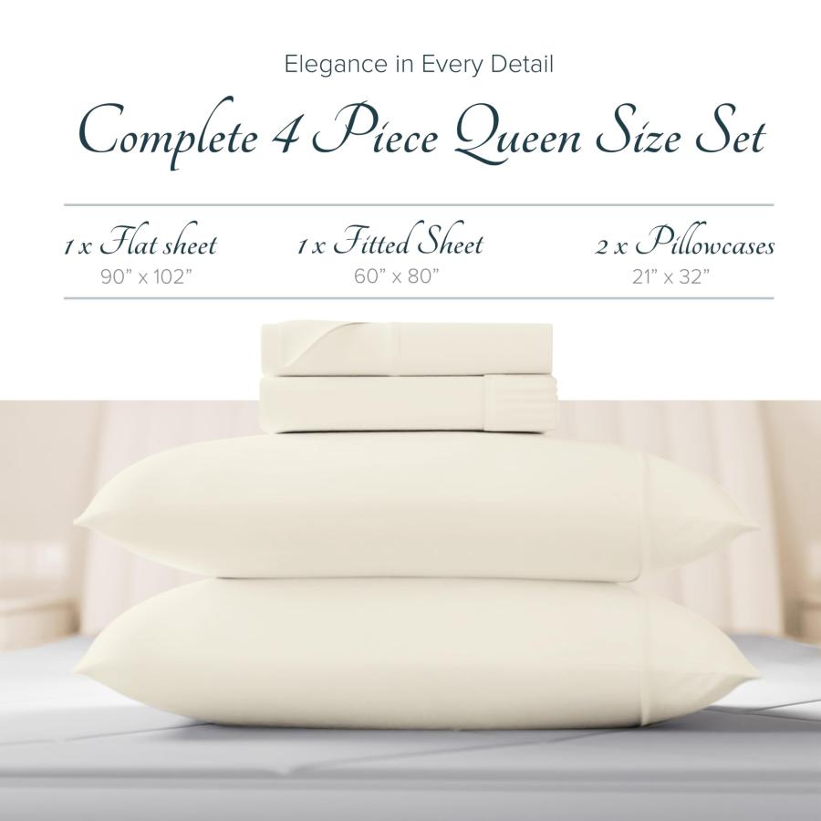 【並行輸入品】 Carressa Linen 100% Egyptian Cotton Sheets Queen Size Bed Set_6