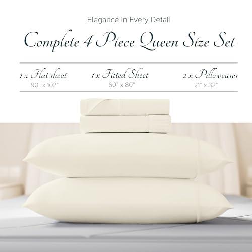 【並行輸入品】 Carressa Linen 100% Egyptian Cotton Sheets Queen Size Bed Set_7