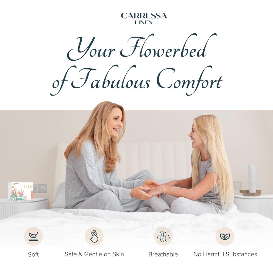 【並行輸入品】 Carressa Linen 100% Egyptian Cotton Sheets Queen Size Bed Set_9