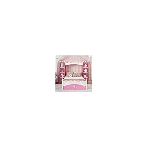 【並行輸入品】 Twin Size Castle Bed with Bookcase， Wooden Storage Bed Frame for_5