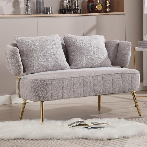 【並行輸入品】 HRVEOCEI Boucle Loveseat Sofa， 52" Small Couch for Small Space B_1