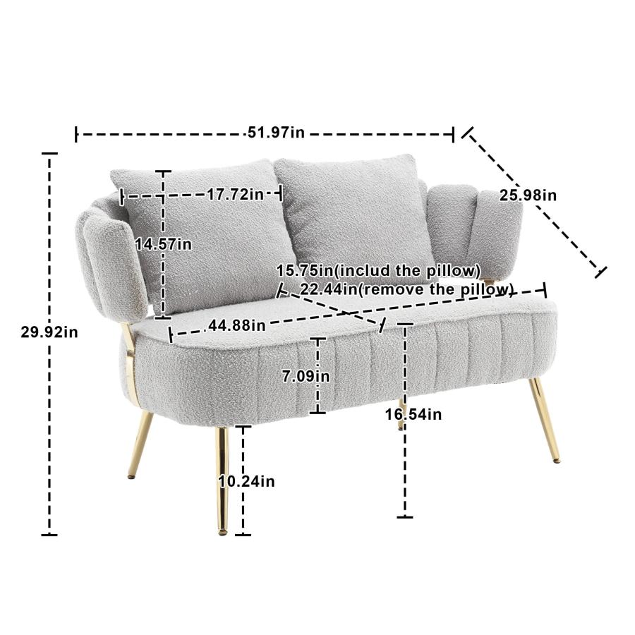 【並行輸入品】 HRVEOCEI Boucle Loveseat Sofa， 52" Small Couch for Small Space B_3