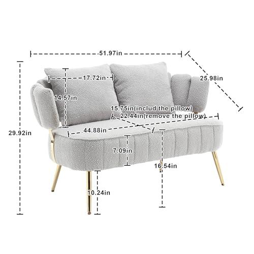 【並行輸入品】 HRVEOCEI Boucle Loveseat Sofa， 52" Small Couch for Small Space B_4