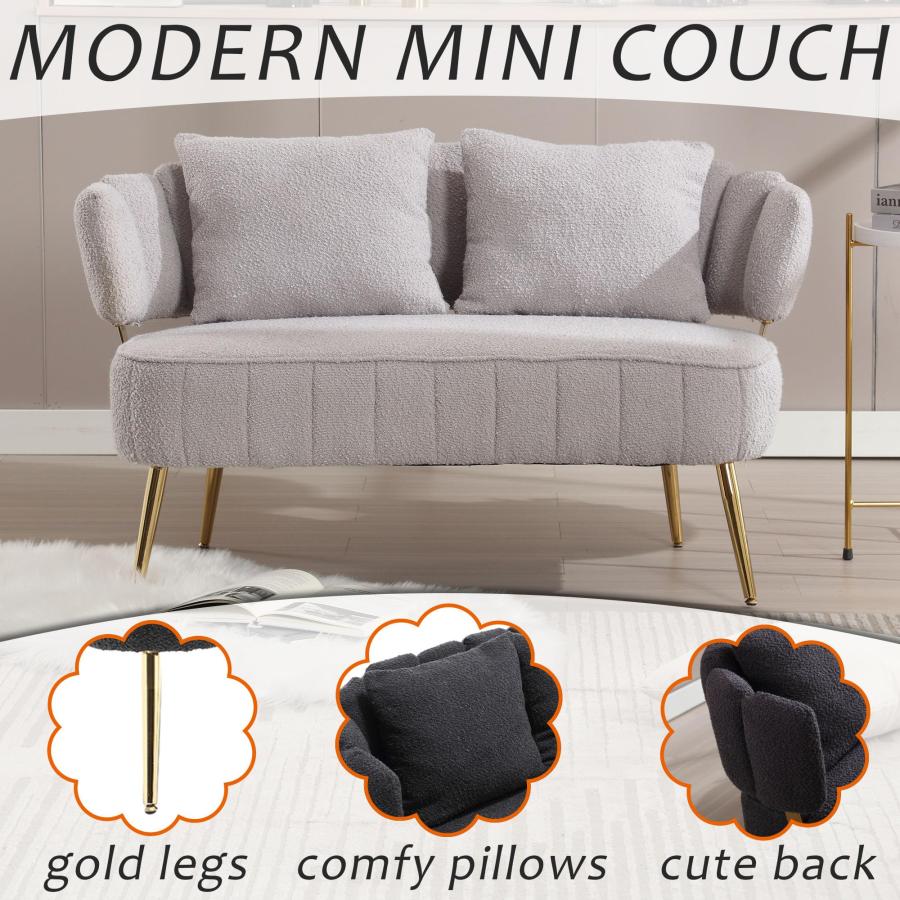 【並行輸入品】 HRVEOCEI Boucle Loveseat Sofa， 52" Small Couch for Small Space B_6