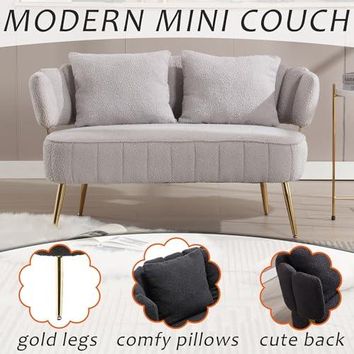 【並行輸入品】 HRVEOCEI Boucle Loveseat Sofa， 52" Small Couch for Small Space B_7