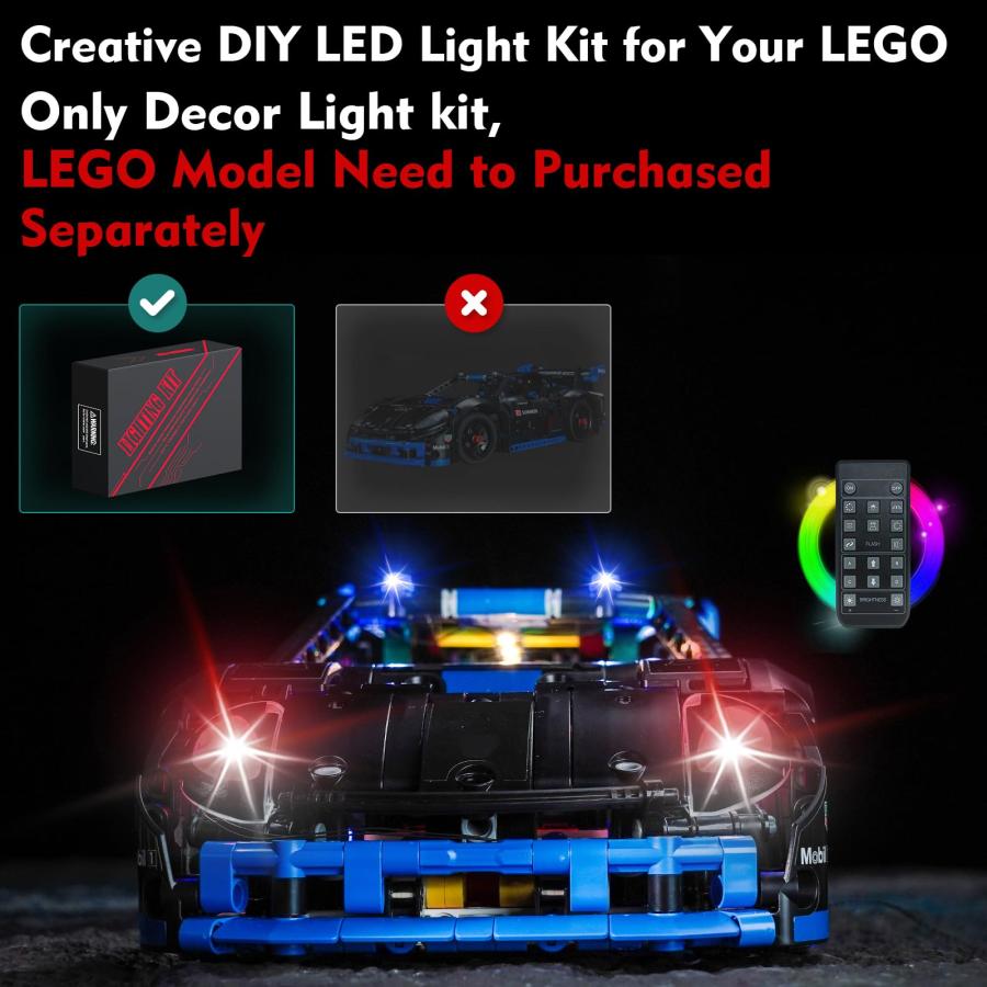 【並行輸入品】LocoLee LEDライトキット LegoポルシェGT4 e Performance レースカー 42176 (モデルのみライト