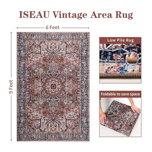 【並行輸入品】ISEAU 洗えるヴィンテージラグ 6x9 ベッドルーム エリアラグ 大型 屋内 洗濯機洗い可能 ノンスリップラグ リビングル_7