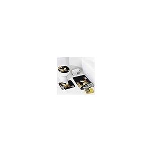 【並行輸入品】 Bathroom Rugs Sets 3 Piece Absorbent Bath Mat Gold White Butterf