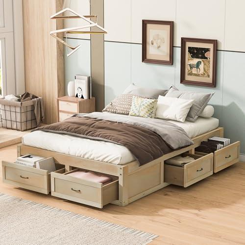 【並行輸入品】 Harper & Bright Designs Full Beds Frame with 6 Storage Drawers，W_3