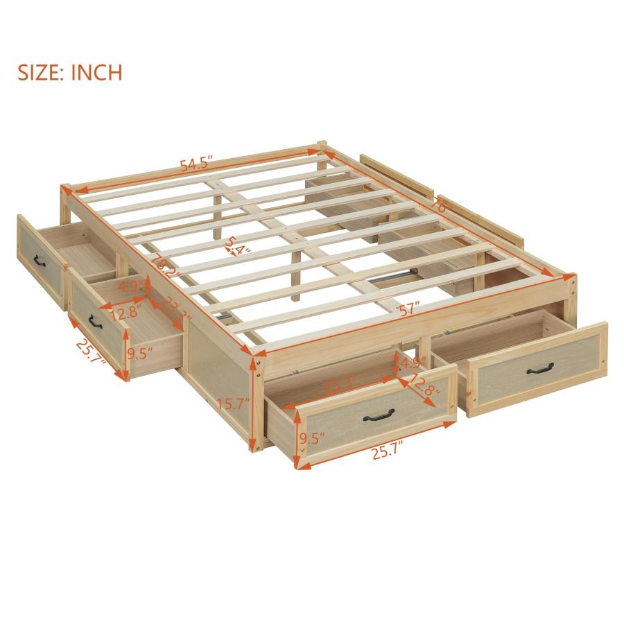 【並行輸入品】 Harper & Bright Designs Full Beds Frame with 6 Storage Drawers，W_5