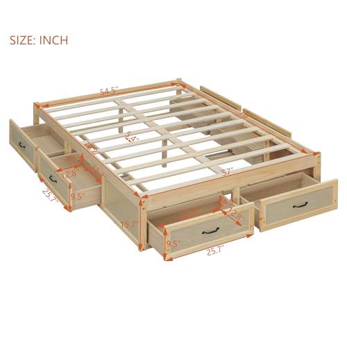 【並行輸入品】 Harper & Bright Designs Full Beds Frame with 6 Storage Drawers，W_6
