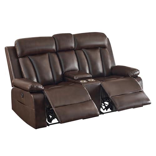 【並行輸入品】 GUEAPY Power Reclining Loveseat with Console， 70.9" Faux Leather_4