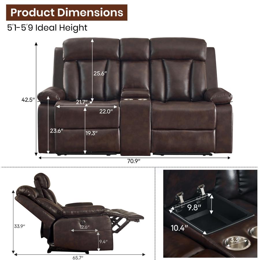 【並行輸入品】 GUEAPY Power Reclining Loveseat with Console， 70.9" Faux Leather_6
