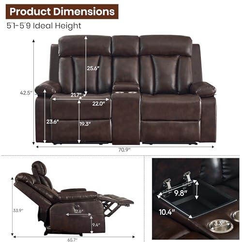 【並行輸入品】 GUEAPY Power Reclining Loveseat with Console， 70.9" Faux Leather_7