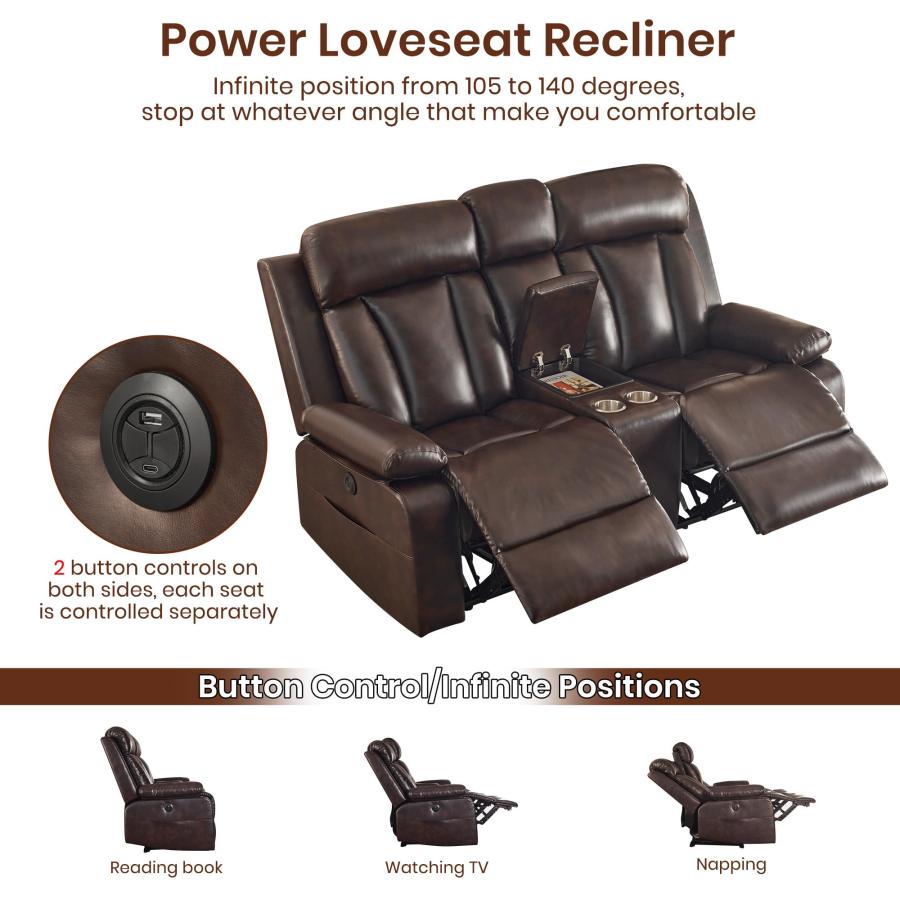 【並行輸入品】 GUEAPY Power Reclining Loveseat with Console， 70.9" Faux Leather_9