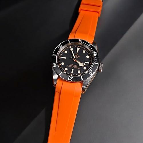 【並行輸入品】一体型カーブエンド FKM ラバーウォッチバンド チューダーブラックベイダイバーウォッチ 41mm/GMT/ヘリテージクロノ 41の画像