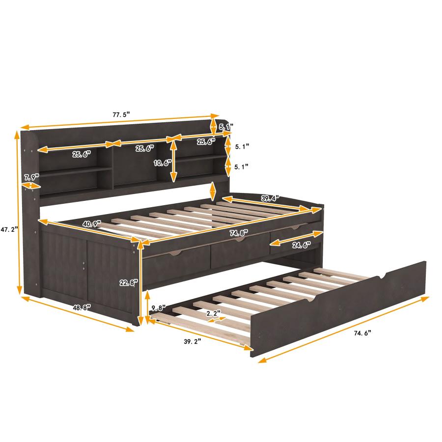 【並行輸入品】 Harper & Bright Designs Twin Captain's Bed with Trundle and Thre