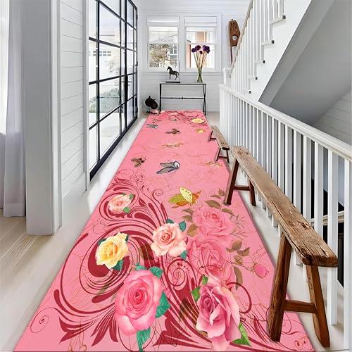 【並行輸入品】 Butterfly Flower Carpet， 2x8ft， Modern Art Peony Flower Hallway_4