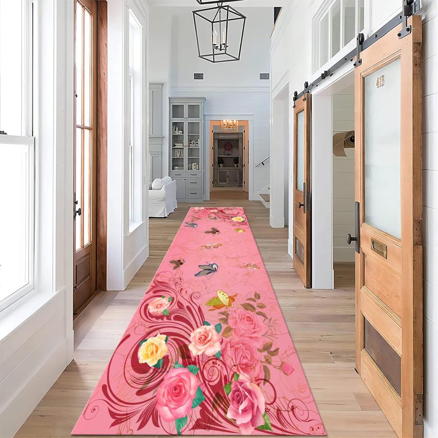 【並行輸入品】 Butterfly Flower Carpet， 2x8ft， Modern Art Peony Flower Hallway_6