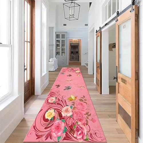 【並行輸入品】 Butterfly Flower Carpet， 2x8ft， Modern Art Peony Flower Hallway_7