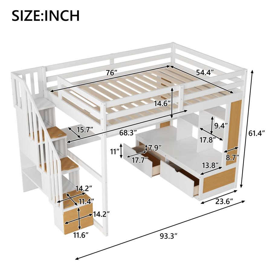 【並行輸入品】 Harper & Bright Designs Full Loft Bed with Stairs & Desk，Wood Lo_9