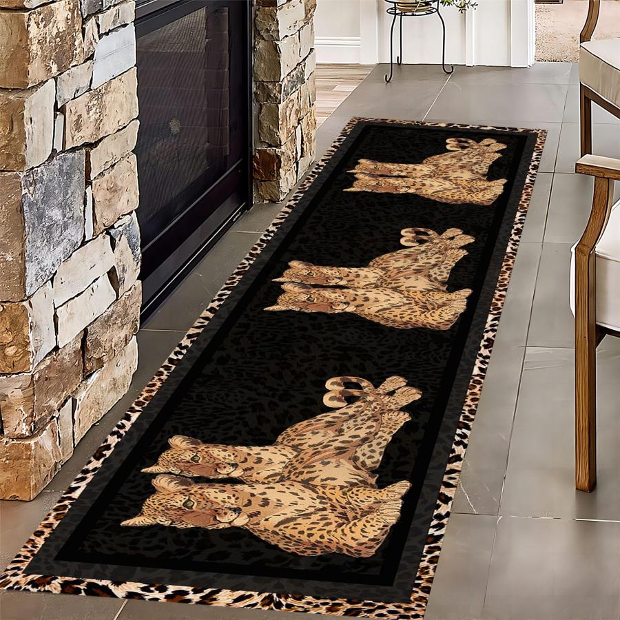 【並行輸入品】 ZLXMN Cheetah Hallway Rug Runners 2x10，Black， Brown and Yellow A_3