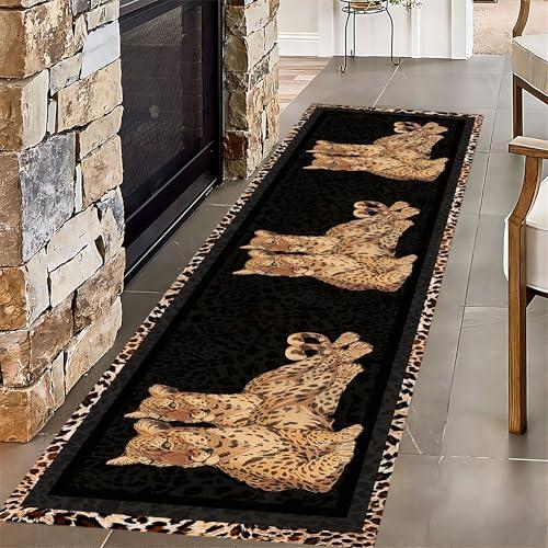 【並行輸入品】 ZLXMN Cheetah Hallway Rug Runners 2x10，Black， Brown and Yellow A_4