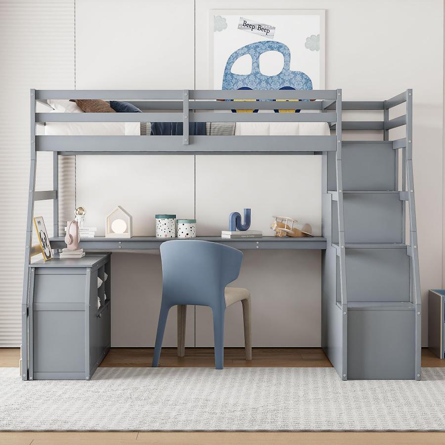 【並行輸入品】 Harper \u0026 Bright Designs Full Size Loft Bed with 5 Drawers Storag_3