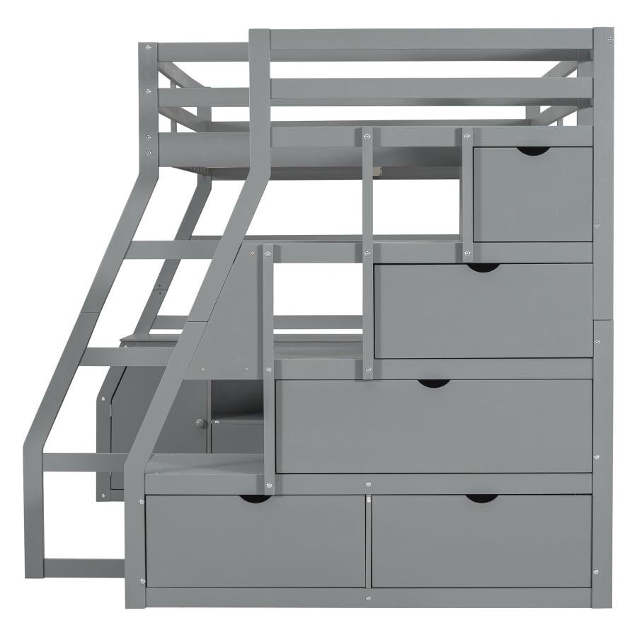 【並行輸入品】 Harper \u0026 Bright Designs Full Size Loft Bed with 5 Drawers Storag_9