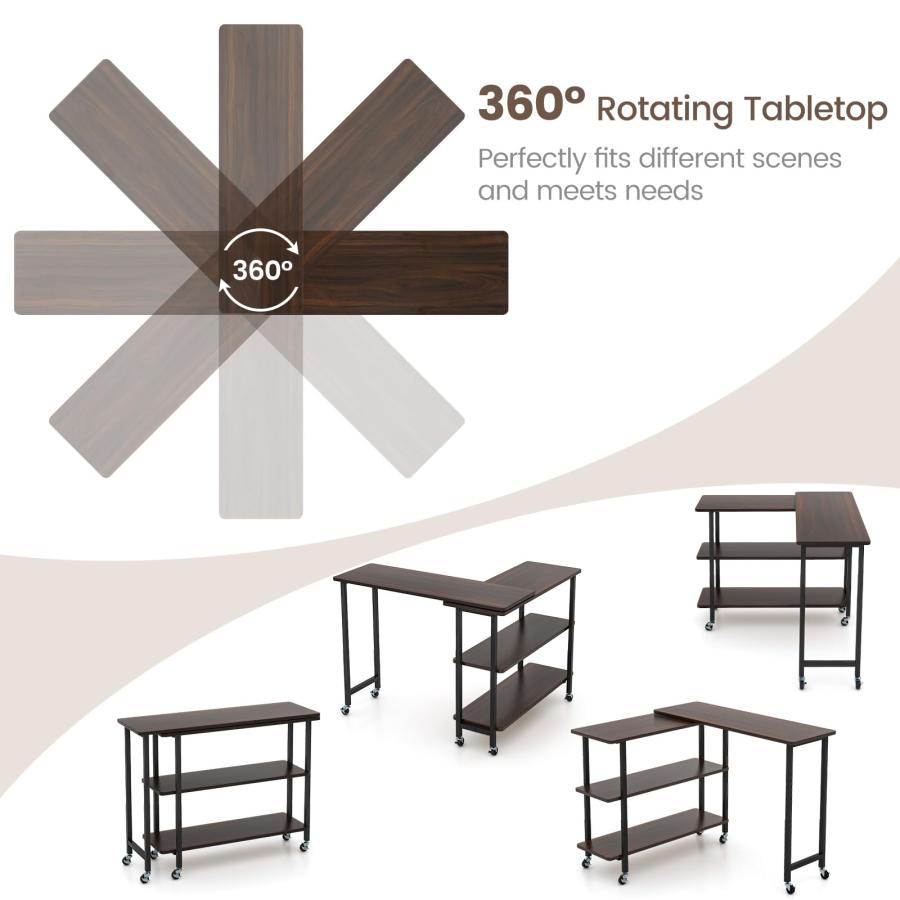 【並行輸入品】 LDAILY 360° Rotating Sofa Side Table， Movable Laptop Desk with 2_3