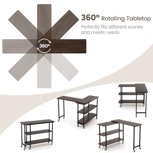 【並行輸入品】 LDAILY 360° Rotating Sofa Side Table， Movable Laptop Desk with 2_4
