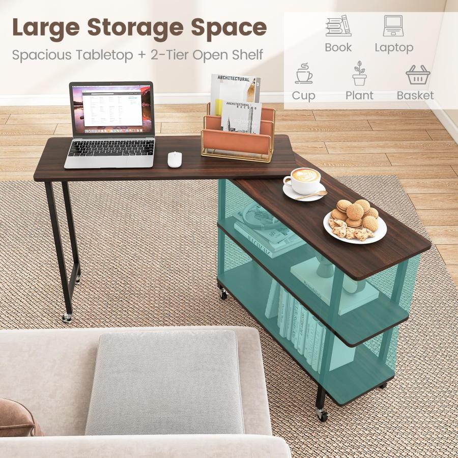 【並行輸入品】 LDAILY 360° Rotating Sofa Side Table， Movable Laptop Desk with 2_6